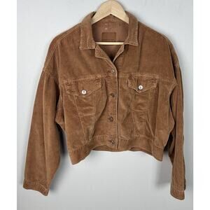 NWT American Eagle Khaki Corduroy Cropped Jacket Size Large Cotton Women’s